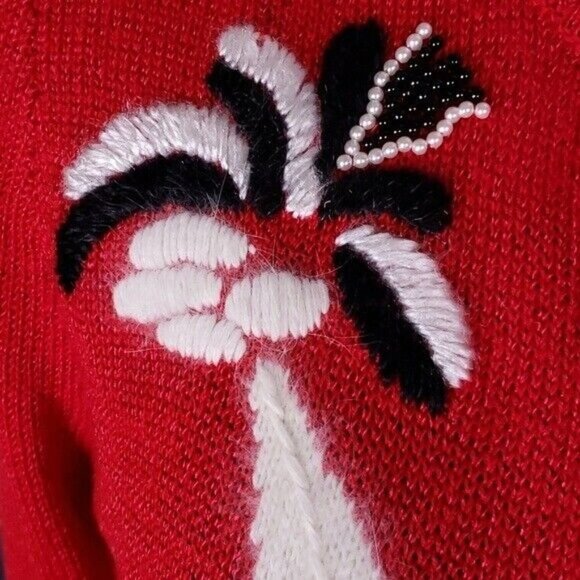 Vintage Carducci Red Cotton/Angora Cardigan, Large - Picture 3 of 5